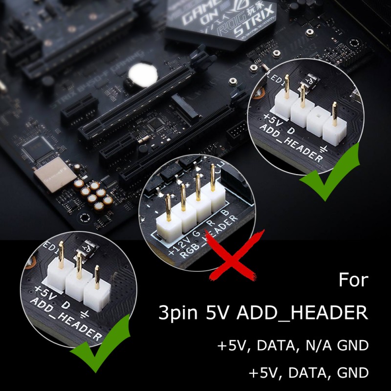 Addressable RGB PC LED Strip for 3 Pin 5V ADDRGB Header on Motherboard